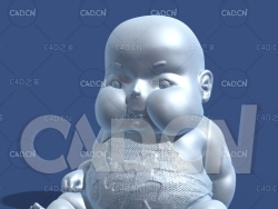 穿肚兜坐地上的胖娃娃雕塑C4D模型 Boh(human)