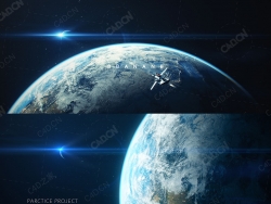 C4D+AE太空地球上空卫星飞行器场景模型