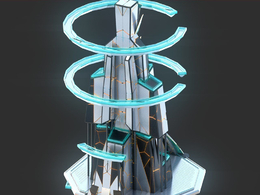 未来科幻创意摩天大楼建筑c4d模型 Sci-Fi Futuristic Future Fantasy City Building-1