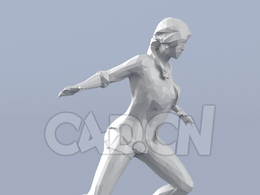 低面多边形卡通人物匍匐向前的女人模型