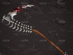 带血的武器灵魂收割者大镰刀兵器装备C4D模型 SoulReaper