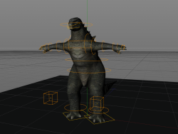 哥斯拉C4D源文件（绑定，控制器，RS渲染器材质）