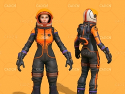 穿航天服的女宇航员卡通人物C4D模型