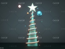 C4D OCTANE金属五角星圣诞树创意工程