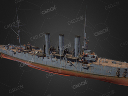 美国海军伍斯特轻型巡洋舰10级巡洋舰C4D模型下载Diana Worcester 3d model