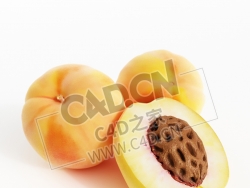 成熟的桃子切开的水果半块黄桃C4D模型 Peach