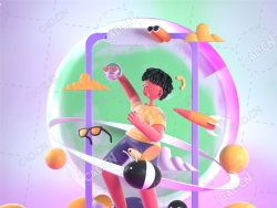 快乐星球卡通人物创意场景C4D FOR OCTANE工程