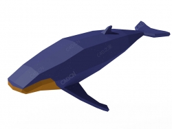低面多边形卡通鲸鱼动画C4D模型Whale