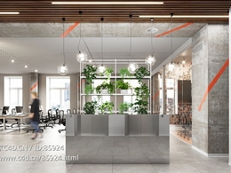 现代办公室室内场景C4D模型，超高质量Vray渲染，包含贴图材质，适合房地产与室内设计作品