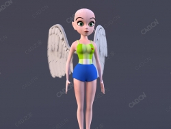 长翅膀的小天使艾莉卡通女孩人物角色C4D模型ellie the angel