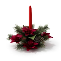 圣诞节装饰品：松枝、松果、蜡烛C4D模型 Christmas decorations 3D model