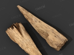 C4D撕裂破碎木头块模型下载 brokenPlank_2