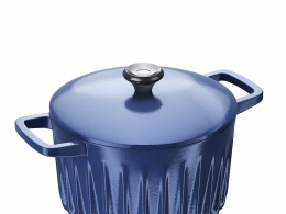 蓝色带盖铸铁锅厨房用具3D模型素材下载Dutch Oven Pot With Lid Blue by Fireup