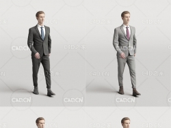 穿西装行走中的年轻外国男士C4D模型 Humano Elegant man standing 3D model
