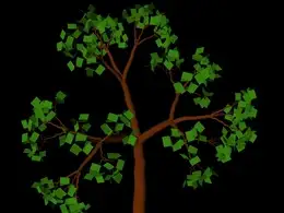 C4D低面卡通树摇晃动画工程文件 Cinema 4D Tree swaying in the wind in C4D HD