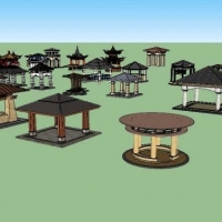 各种园林景观sketchup亭子模型 summer house