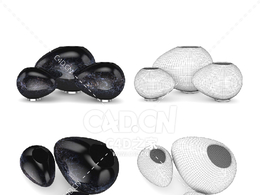 深蓝色花瓶C4D模型