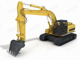 挖掘机C4D模型 excavator 3D model