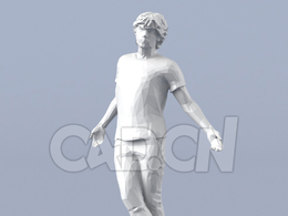 低面多边形卡通人物站立聊天的男孩模型