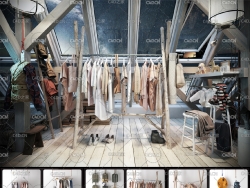 36个衣服架 鞋架 服饰展示架模型合集（MAX） Evermotion – Archmodels vol. 209