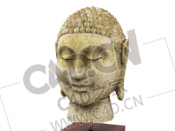 佛头石像工艺品摆件C4D模型下载
