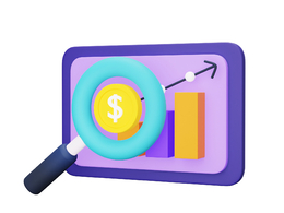 数据增长图分析卡通图标模型