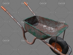 生锈的手推车独轮车C4D模型 Wheelbarrow 3d model