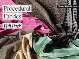 159种真实布料程序化OC织物布料纹理Octane材质球预设NP Procedural Fabrics (Full Pack)
