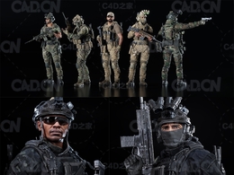 72GB大型现代特种部队军队军人人物角色动作绑定头盔衣服装备3D模型BMS SPECIAL OPS