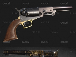 两款复古左轮手枪C4D模型 pistol