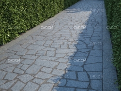 不规则石块拼贴路面贴图模型 green belt path