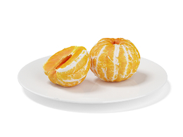 一半桔子剥皮的桔子水果C4D模型下载