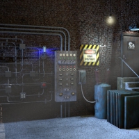 C4D电气控制房间场景文件 Electrical Control Room scene file
