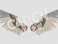 C4D蒸汽朋克机械翼模型 steampunk mechanical wings