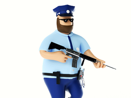 拿枪执勤的警察