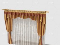 C4D客厅窗帘卧室窗帘室内窗帘模型 Curtain 3D Model-47