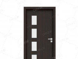 深咖色实木门四块玻璃实木复合简约无漆木门单开门厨房卫生间门