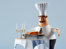 卡通厨师配餐动漫角色C4D OCTANE模型