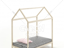 屋形床C4D模型下载 House Shape Bed