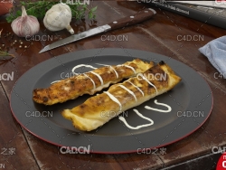 西餐：奶油炸肉卷C4D模型 Western-style food