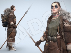 原始部落手拿长矛狩猎女猎人C4D模型