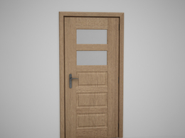 两块玻璃压线黄色原木门C4D模型下载 Door model