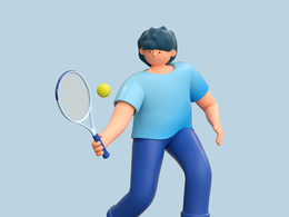 打网球比赛男性人物C4D OCTANE模型下载