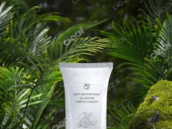 大自然森林中的化妆品产品渲染模型
