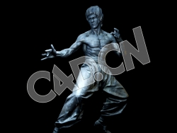 C4D电影武打明星李小龙雕塑人物塑像模型