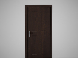 全封闭深棕色压线木门C4D模型下载 Door model