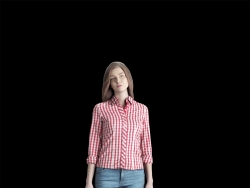 格子衬衫站立的外国女性3D扫描人物模型 Casual woman standing and looking 3D model