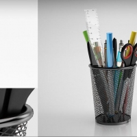 办公室笔筒、圆珠笔、铅笔C4D模型 Pen case 3D model