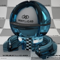 vray for c4d材质：Glass Blue tinted