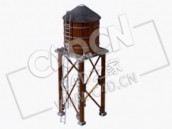 木制水塔C4D模型 Wooden Water Tower